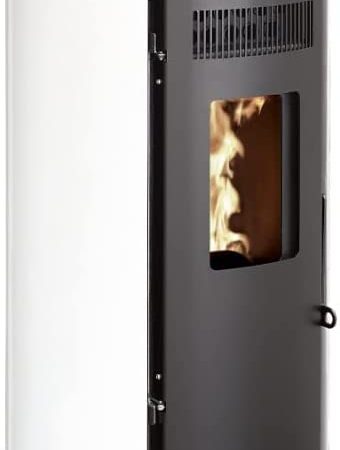 Pack Estufa de Pellets LEANDRO 9 Impermeable + Kit de Conductos de Ventilación (salida frontal) - Blanco